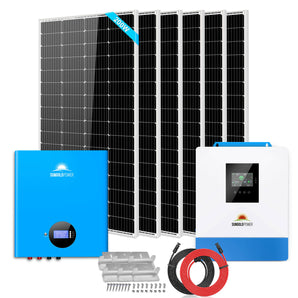 SunGold Power Off-Grid Solar Kit 5000W 48V DC 120V 5.12KWH PowerWall Battery 6 X 200 Watts Solar Panels SGM-5K5E-48V