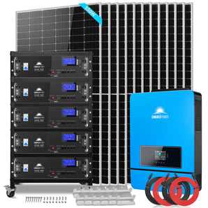 SunGold Power | Off-Grid Solar Kit | 12 X 550W Solar Panels | 25.6kWh Lithium Battery | 10kW Solar Inverter | 48VDC 120V/240V