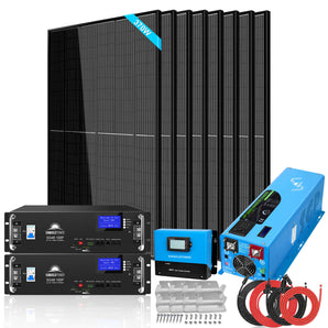 SunGold Power | Off-Grid Solar Kit 6000W | 48VDC | 120V/240V | LifePo4 10.48KWH Power Wall Lithium Battery | 8 X 370W Solar Panels