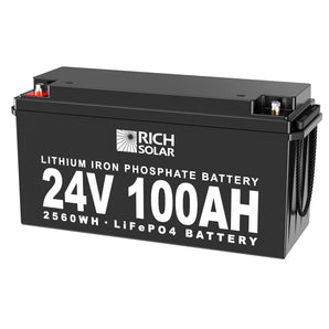 Rich Solar 24V 100Ah LiFePO4 Lithium Iron Phosphate Battery | Long Cycle Life, High Amp Capacity, Safe & Reliable | RVs, Boats, Off-Grid Backup Power