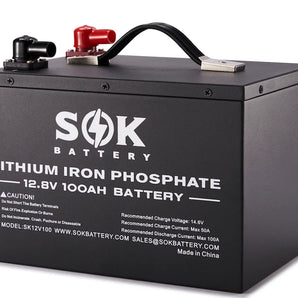 SOK Battery 100AH 12V Lifepo4 Deep Cycle Battery With Bluetooth (4000+ Cycles)