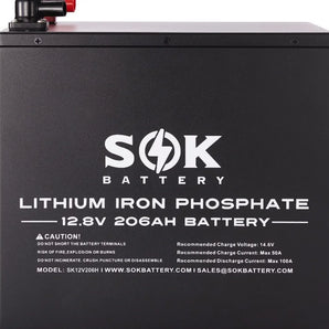 SOK Battery | SOK 206AH Battery | 12V LiFePO4 Battery | Bluetooth & Built-In Heater (Metal)