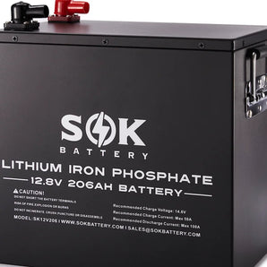 SOK Battery SOK 206AH Battery | 12V LiFePO4 Lithium Iron Phosphate Battery Pack | Metal Box & Bluetooth