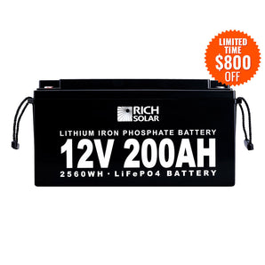 Rich Solar 12V 200Ah LiFePO4 Lithium Iron Phosphate Battery | Long-Life, High-Capacity, Safe & Durable Battery for RVs, Boats, Solar Systems