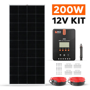 Rich Solar 1 Panel Solar Kit | 200 Watt | High-Efficiency Monocrystalline Solar Panel with 20A MPPT Controller | Perfect for RVs, Boats, Camping