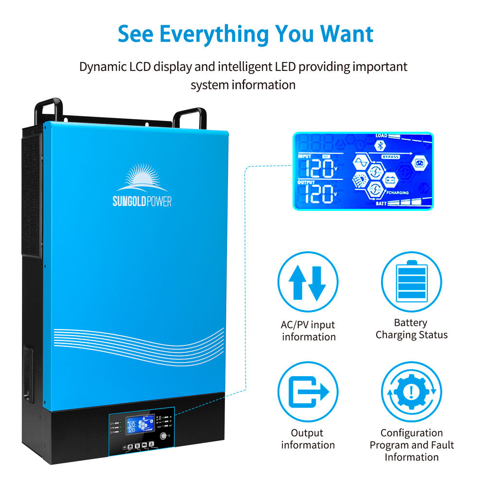 5000W Solar Hybrid Inverter Charger 48V DC to 120V-240V AC Split