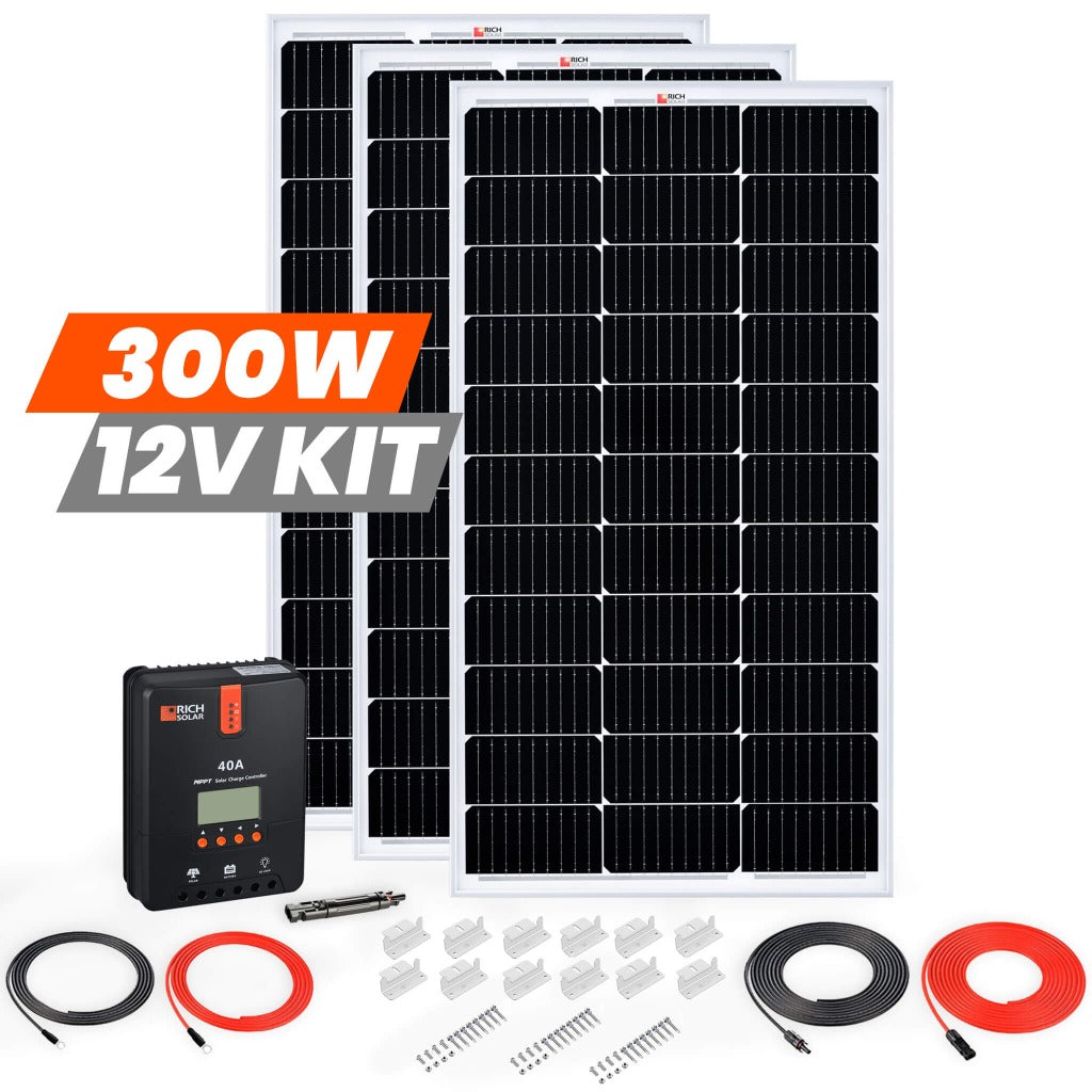 Rich Solar 3 Panel Solar Kit | 300 Watt | High-Efficiency Monocrystall ...