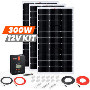 Rich Solar 3 Panel Solar Kit | 300 Watt | High-Efficiency Monocrystalline Panels | 20A MPPT Controller | Perfect for RVs, Boats, and Trailers