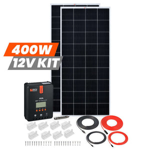 Rich Solar 2 Panel Solar Kit | 400 Watt | High-Efficiency Monocrystalline Panels, 40A MPPT Controller, 200AH Lithium Battery