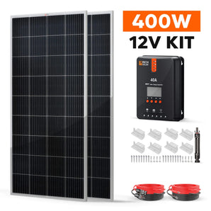 Rich Solar 2 Panel Solar Kit | 400 Watt | High-Efficiency Monocrystalline Panels, 40A MPPT Controller, 200AH Lithium Battery