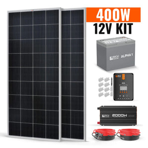 Rich Solar 2 Panel Complete Solar Kit for RVs, Boats, Tiny Homes, and Off-Grid Cabins | 400 Watt