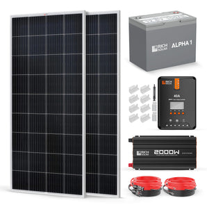 Rich Solar 2 Panel Complete Solar Kit for RVs, Boats, Tiny Homes, and Off-Grid Cabins | 400 Watt