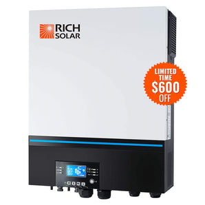 Rich Solar 6500 Watt (6.5kW) 48 Volt Off-grid Hybrid Solar Inverter with MPPT Solar Charger, Pure Sine Wave, Wi-Fi Monitoring & Built-in Anti-dust Kit