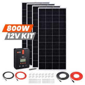 Rich Solar 4 Panel Solar Kit | 800 Watt | Complete Off-Grid Solar System for RVs, Boats, Tiny Homes | 60A MPPT Charge Controller, 2000W Inverter