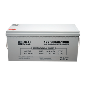 Rich Solar 12V 200Ah Deep Cycle AGM Battery | Maintenance-Free | High Discharge Current | Long Shelf Life | for Solar Panels, RVs, Boats, and More