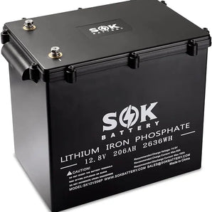 SOK Battery | Marine Grade SOK 206AH Battery | 12V LiFePO4 Battery | Plastic Box & Bluetooth